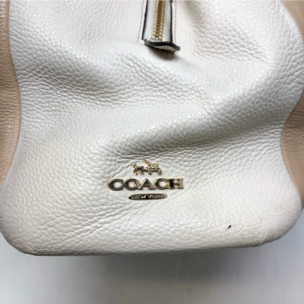 Coach Leather Phoebe Beige and White Hobo Bag - Picture 7 of 16